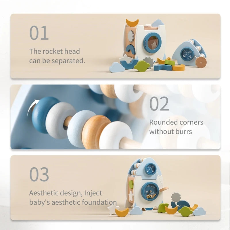 Wooden Montessori Rocket Toy