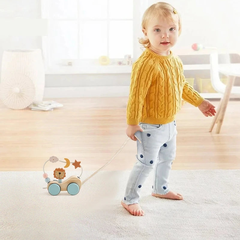 Wooden Baby Rope Trolley Puzzle