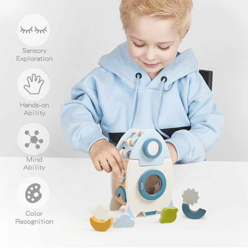 Wooden Montessori Rocket Toy