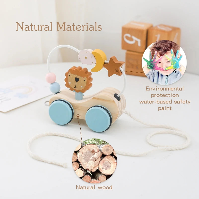 Wooden Baby Rope Trolley Puzzle