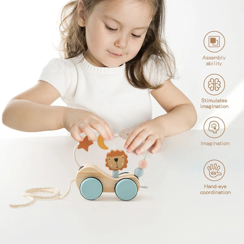 Wooden Baby Rope Trolley Puzzle