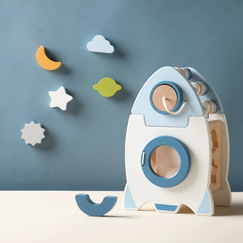 Wooden Montessori Rocket Toy