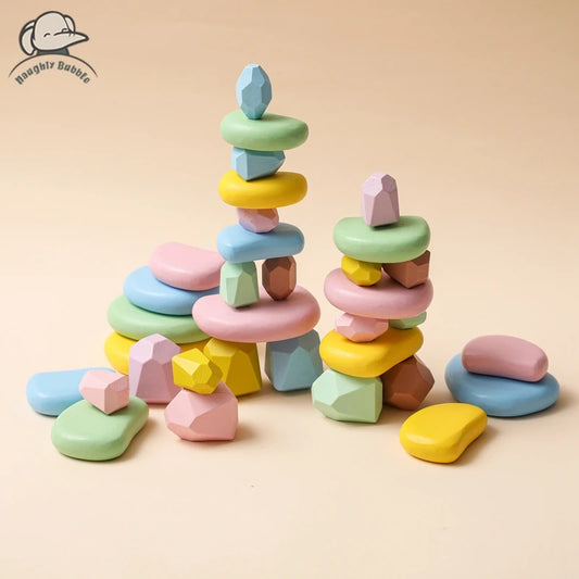 Rainbow Blocks  Wooden Stone Set